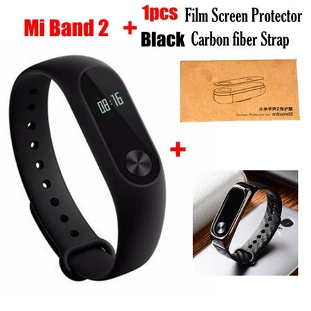 Xiaomi mi Band 2 mi band mi Band 2 браслет OLED сенсорный экран фитнес-трекер для измерения сердечного ритма IP67 водонепроницаемый - Цвет: add carbon black