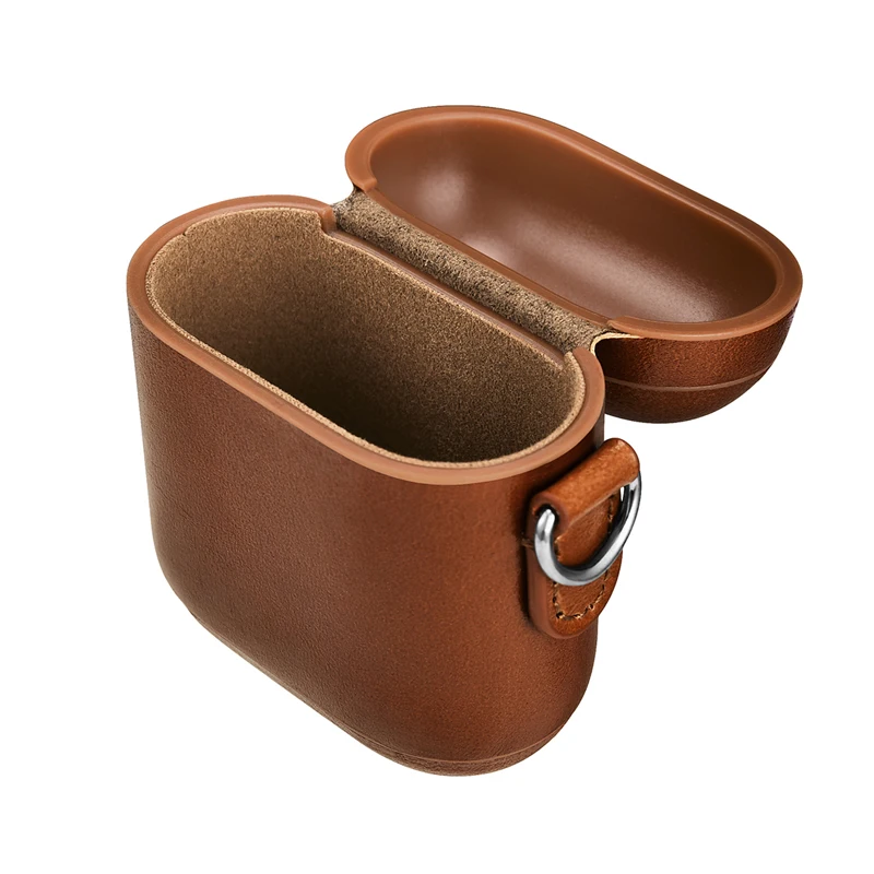 Cowhide Genuine Leather Headphone Case Strap Portable Buckle Bag Cover for Apple Airpods iPhone Bluetooth Earphone Case Boxes