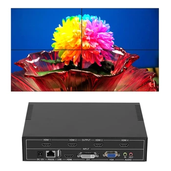 

4 Channel Video Wall Controller 2X2 HDMI DVI VGA USB Video Processor with RS232 Control for 4 TV Splicing EU Plug
