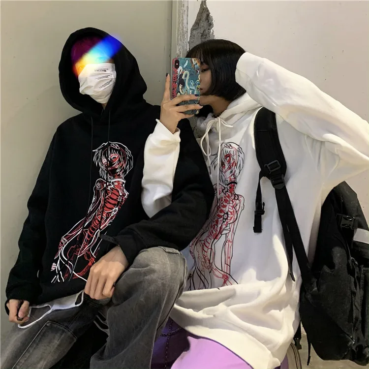 Woherb Harajuku японский мультяшный принт Толстовка для женщин и мужчин унисекс повседневные толстовки принт Осень Толстовка Топы уличная Sudaderas