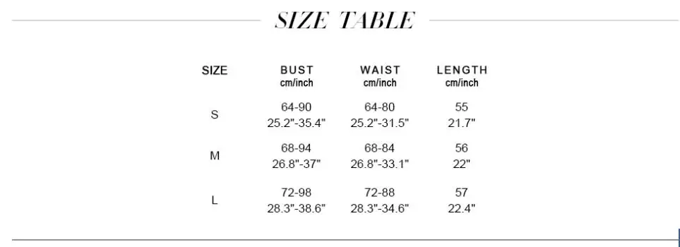 size table