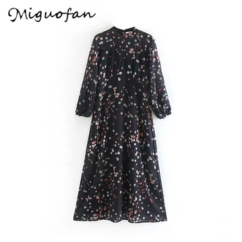 

Miguofan colorful dots printing maxi dress Women long Dress elegant Autumn office lady back zipper female vestidos party Dresses