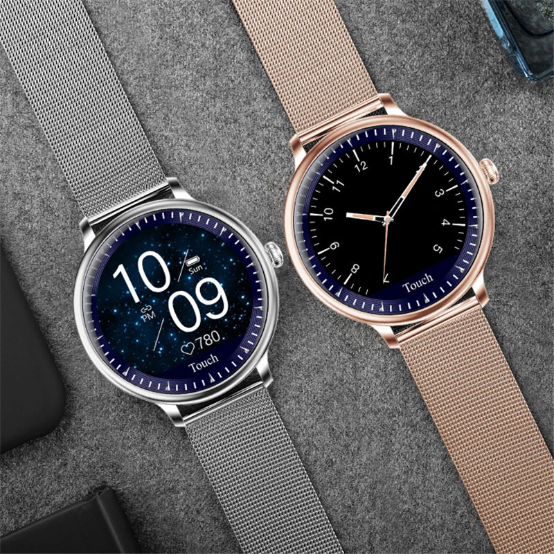US $102.96 Smart Watch Provides Round Screen For Women Smart Satch Heart Rate Monitor Supports Android And IOS Stell MultiFunction Watch