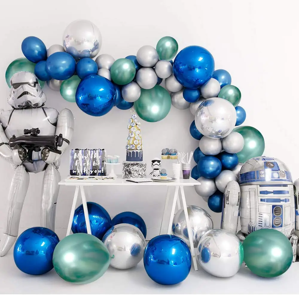 

50pcs 12 Inch Metallic Chrome Blue Sliver Green Shiny Party Latex Balloons for Bridal Shower Wedding Birthday Party Decoration