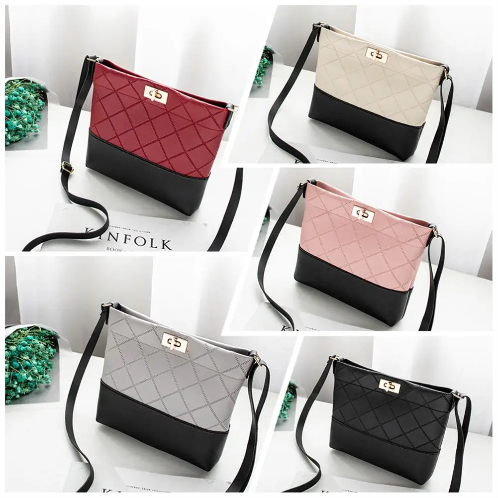

Women Casual Plaid Pattern Buckle Single Shouler Bag Satchel Fashion Simple Small Square Bag High quality PU Leather Sac A Main