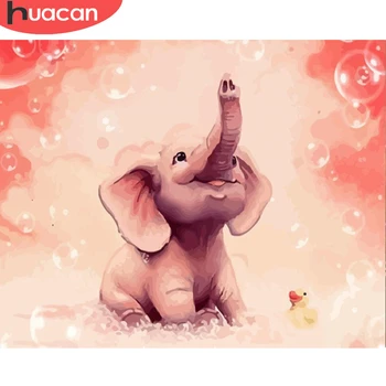 

HUACAN DIY Pictures By Number Elephant Kits Drawing On Canvas Painting By Numbers Animal Hand Painted Paintings Gift Home Decor
