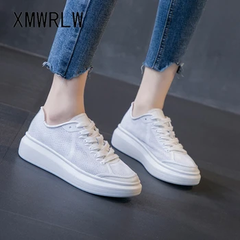 

XMWRLW Breathable Mesh Women White Sneakers 2020 Summer Female Flat Shoes Casual Lace up Women Sneakers Non-Slip Women Shoes
