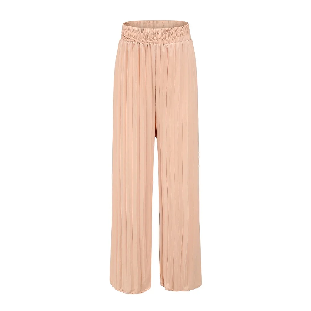 

Phi Phi Star Brand Fold Pleated Pants Trousers For Women Bottoms Casual Pants high Waist Wide Leg Pants Female Pantalon Mujer