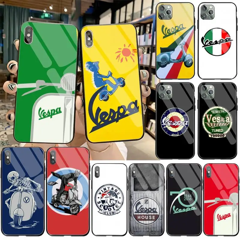 Чехол Vespa для скутера черный мягкий чехол телефона закаленное стекло iPhone 11 Pro XR XS