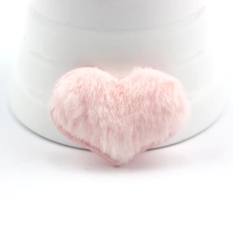 18 шт. 3*4,5 см пушистые наполнители в форме сердца мягкие аппликации для ручной работы детский зажим для волос шляпа нашивки Декор Орнамент Аксессуары - Цвет: Pink