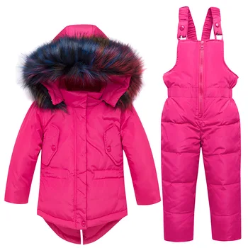 

Children's down jacket suit new big fur collar baby suit infant coat winter
