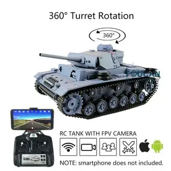 شراءHenglong دبابة مع جهاز للتحكم عن بُعد 1/16 6.0 البلاستيك FPV بانزر III L 3848 360 برج علبة التروس TH16125-SMT2
