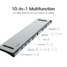 Алюминиевый 10 в 1 концентратор usb type-C к USB3.0 TF HDMI VGA RJ45 Мини DP док-станция адаптер для MacBook Pro для HUAWEI P30 PRo