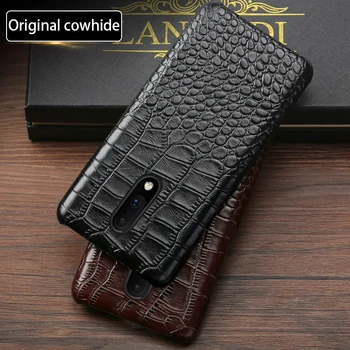 

Genuine leather Phone Case For Oneplus 6 6T 7 7 Pro Natural Cowhide Luxury Crocodile Texture Back Cover fundas capa