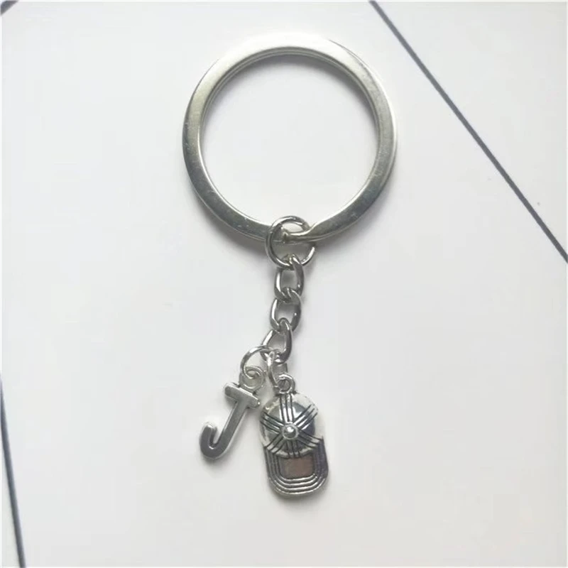 Baseball Cap Keychain, Baseball Cap Key Ring, Team Sport Charm, Initial