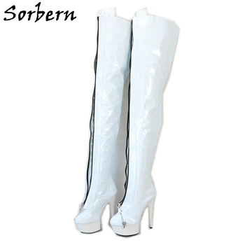

Sorbern Lockable Zipper Lace Up Boots Women Crotch Thigh High 15Cm Custom 20Cm High Heels Abs Heeled Custom Wide Fit Long Boot