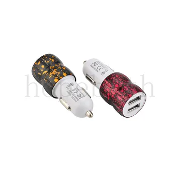 

200pcs New Painted 5V 2.1A fast charge 2 Port Mini USB Car Charger For iPhone X 8 7 6s Samsung HTC Xiaomi Smart Phones Mp3 Mp4