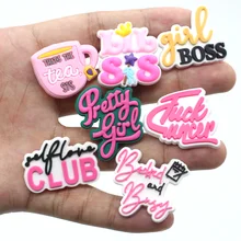 Breloques pour chaussures de style rose, 1 pièce, bricolage, slogan, sabots en PVC pour femmes, décorations, boucle, cadeaux de noël pour filles, tendance 