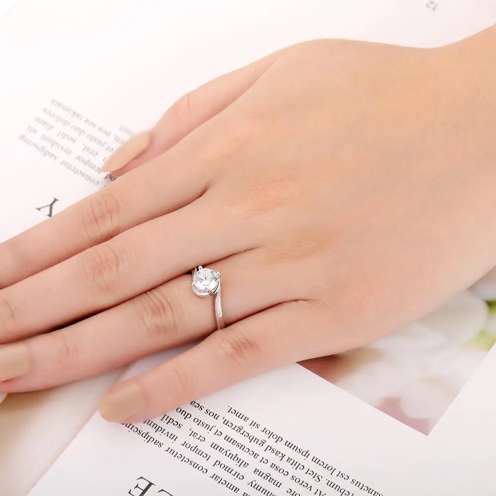 LASAMERO минималистичное кольцо-пасьянс, 1.00CT, круглая огранка, 6,5 мм, блестящее DEF, муассаниты, обручальное кольцо, 14 к, золото, твист, милгрен, кольцо