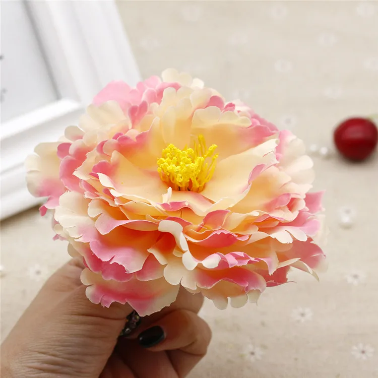 Большой искусственный цветок пиона 12 см рукоделие венок для невесты бутоньерка
