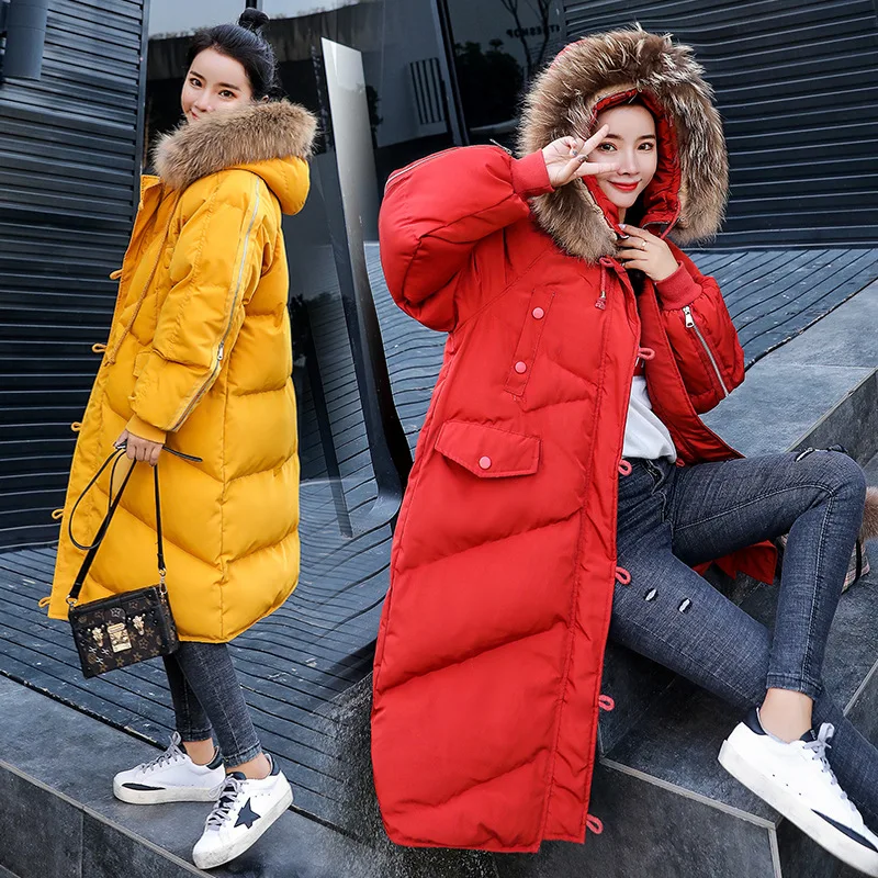 

Down Jacket Cotton-padded Clothes Women's Mid-length over-the-Knee Cotton-padded Clothes 2018 New Style Korean-style INS down Co