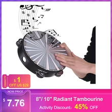 " /10" деревянный лучистый бубен колокольчик ручной барабан с двухрядными Jingles Светоотражающая головка барабана ударный инструмент игрушка