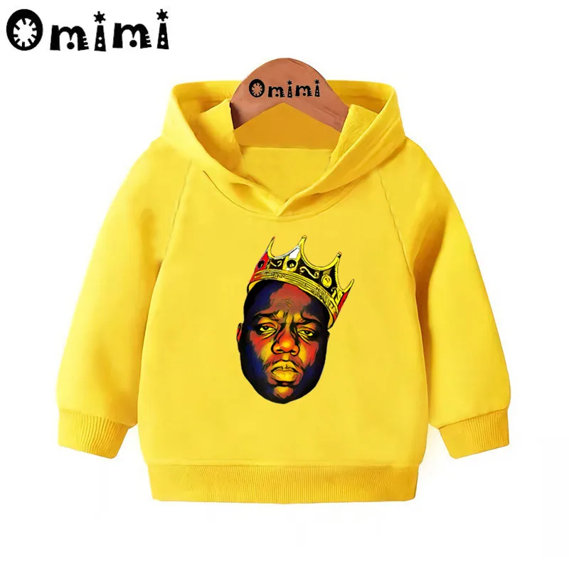 Детские толстовки в стиле хип-хоп с принтом «repper Notorious Big» детские толстовки с капюшоном пуловер для малышей Топы для маленьких девочек и мальчиков KMT456