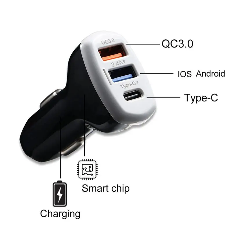 Автомобильное USB зарядное устройство Quick Charge 3,0 для samsung S9 2.4A USB зарядное устройство для телефона для iPhone XS MAX XR X type-C PD+ QC 3,0 зарядное устройство
