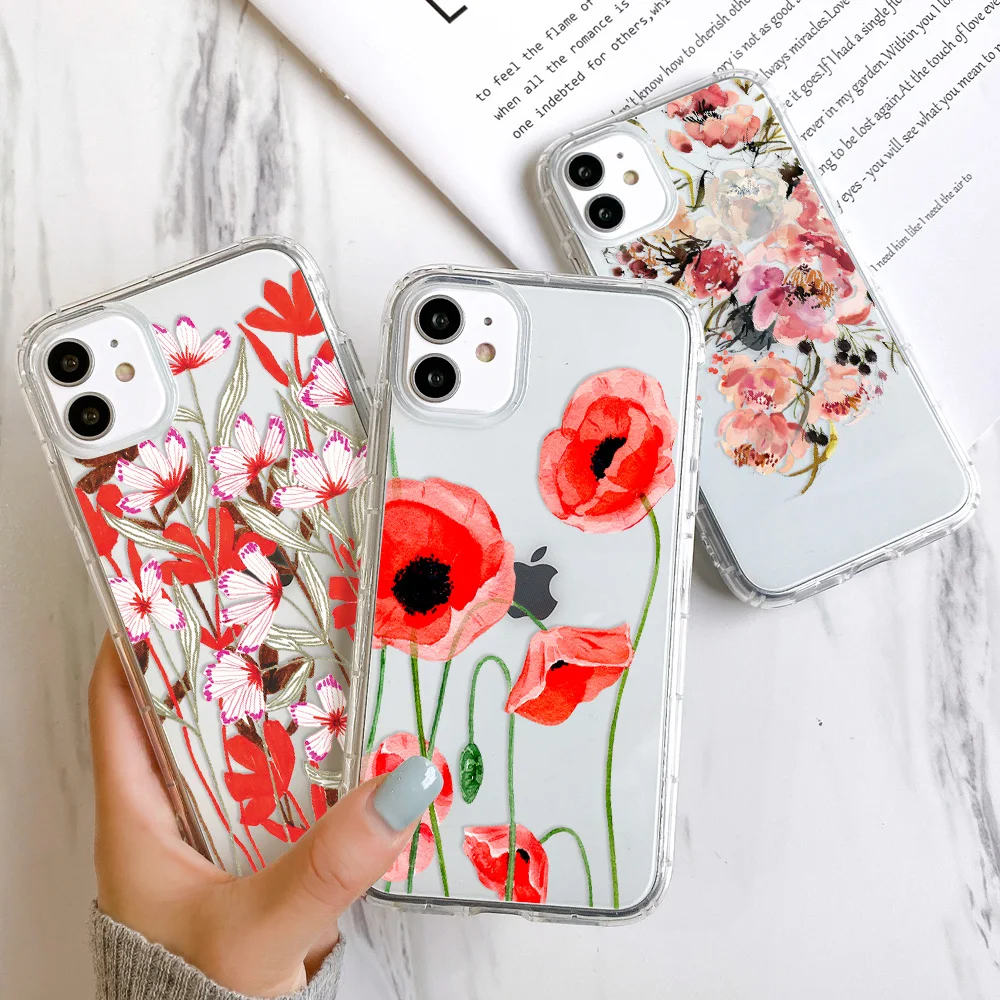 Case For Iphone 12 Pro Max Cases Silicone Funda Iphone 11 Pro 13 Mini XR X Xs Max 7 8 Plus Capa iphone11 Pro Flora Phone Covers
