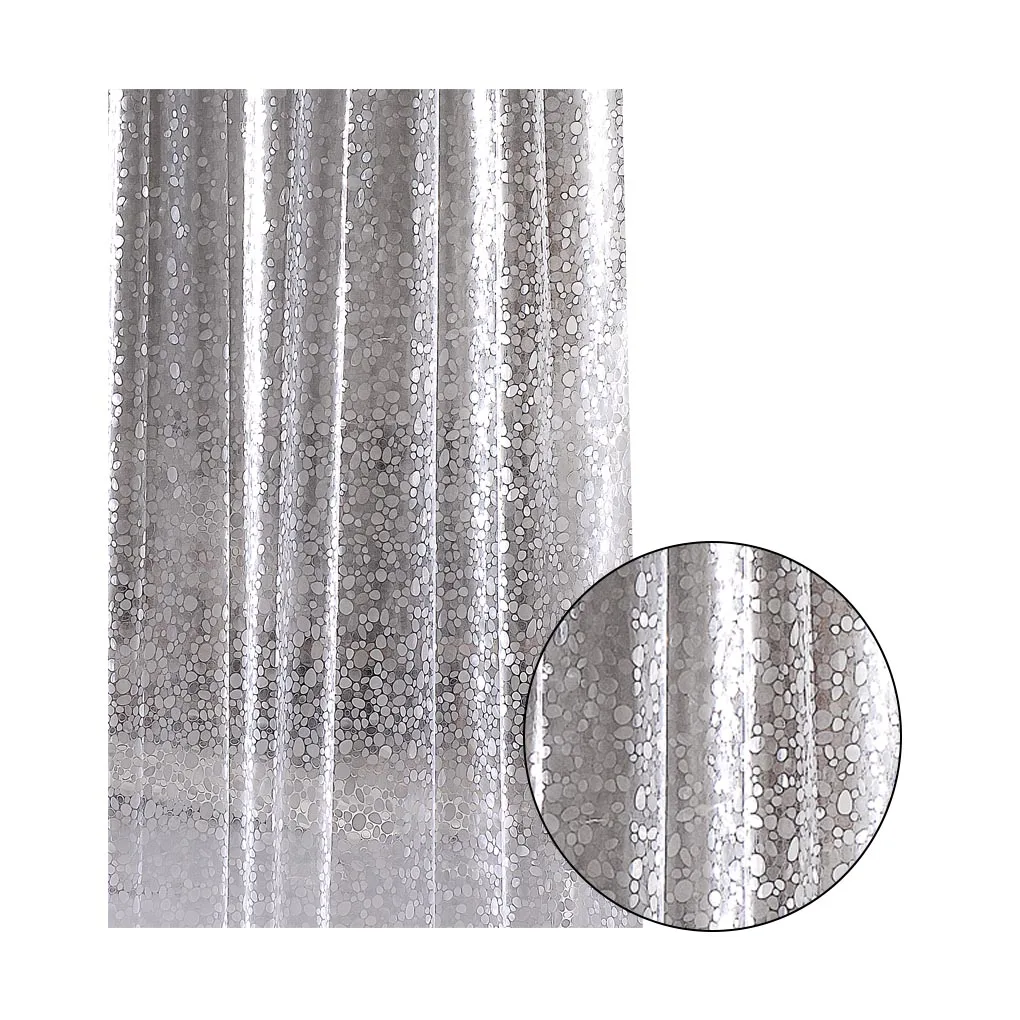 3D Cobblestone Waterproof Shower Curtain PVC Semi-Transparent Moldproof Bath Drape Bathroom Shower Divider