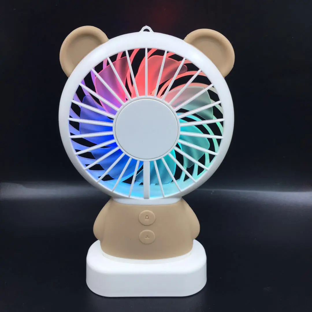 Завод натуральный продукт ling long tu Dharma Bear USB Перезаряжаемый мини немой маленький вентилятор красочный свет настроения портативный немой