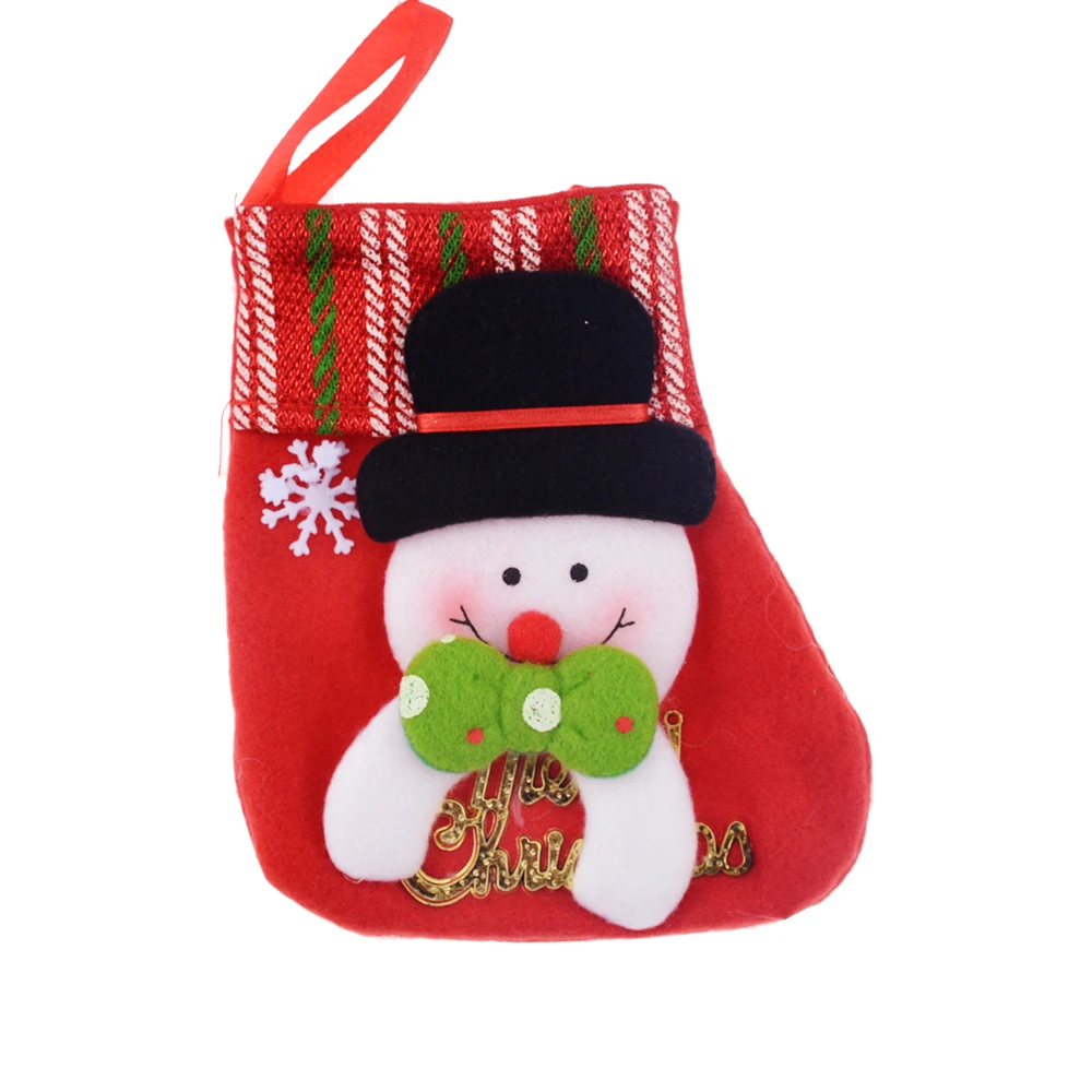 1PCS Christmas Stockings Hanging Christmas Tree Decoration Ornaments New Year Candy Bag Gifts Socks Stocking Xmas Ornament - Цвет: Snowman  Letter card