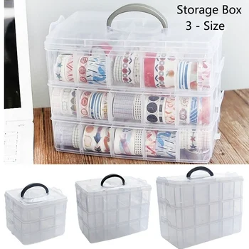 

3Sizes for Choose Washi Tape Empty Box Storage Box Simple Transparent Plastic Box Accessories Scrapbook Stationery Box