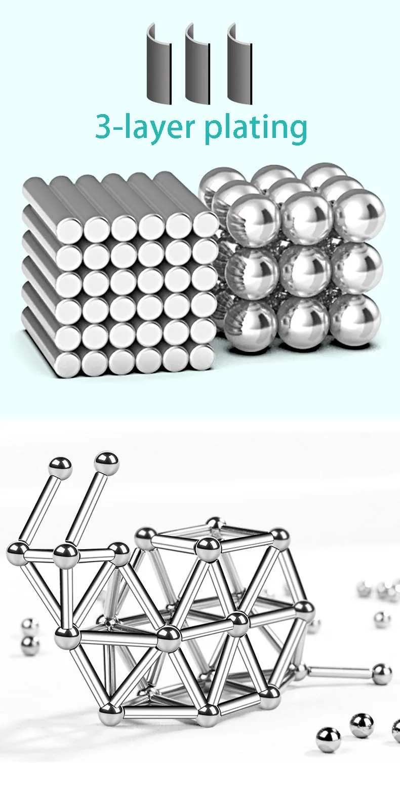 63pcs Magnet Building Blocks Construction Set 36 magnetic sticks 27 magnetic ball Puzzle Stacking Game Sculpture Desk Toys