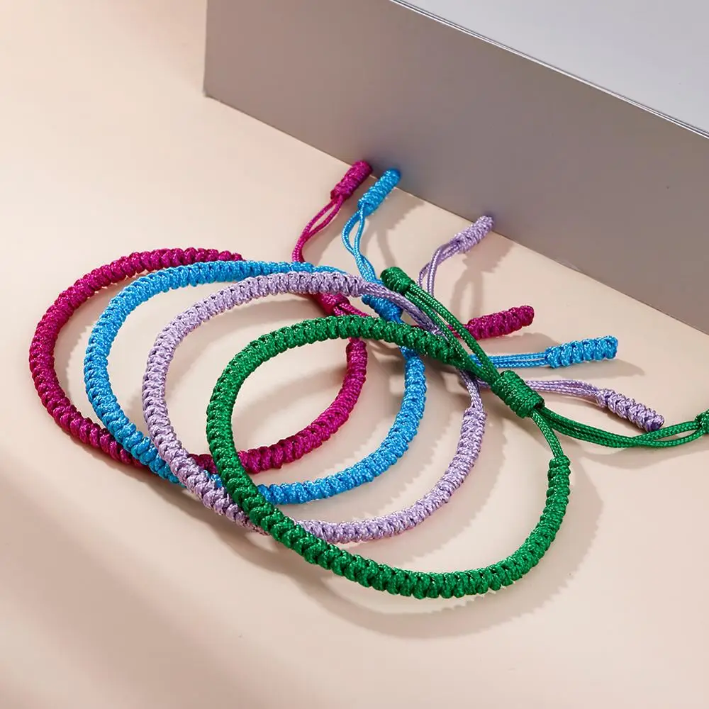 Red Nylon Thread Bracelet Tibetan Buddhist Handwoven Braided Rope Knots Bracelets Prayer Charm Jewelry Lover Wristbands charm bracelet braided rope bracelet