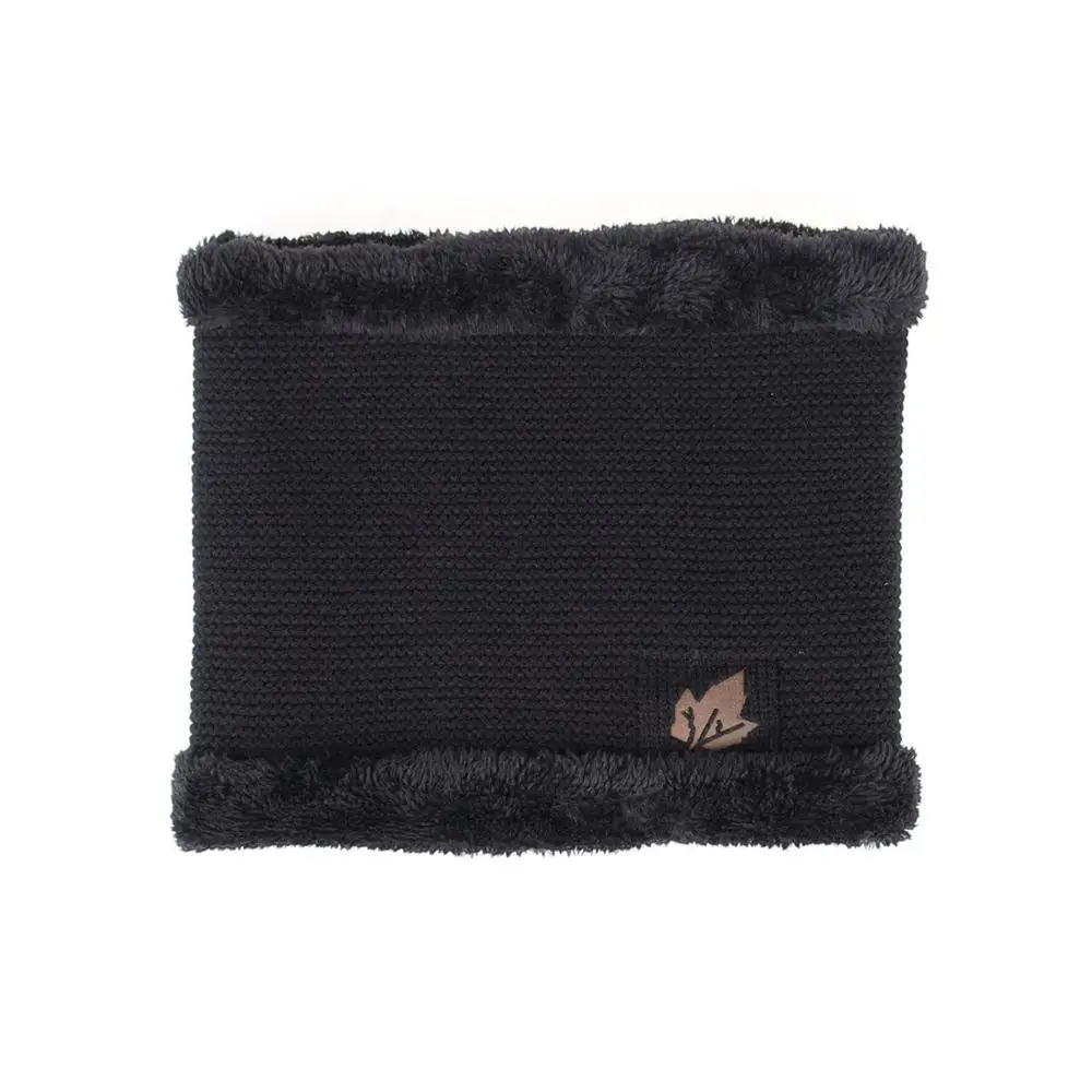 Black neck snood Модная вязаная шапка Skullies Beanies, шапка-снуд для шеи, зимняя шапка для мужчин и женщин, шапка s Gorros, Мужская теплая простая однотонная шапка, комплект - Цвет: Black neck snood