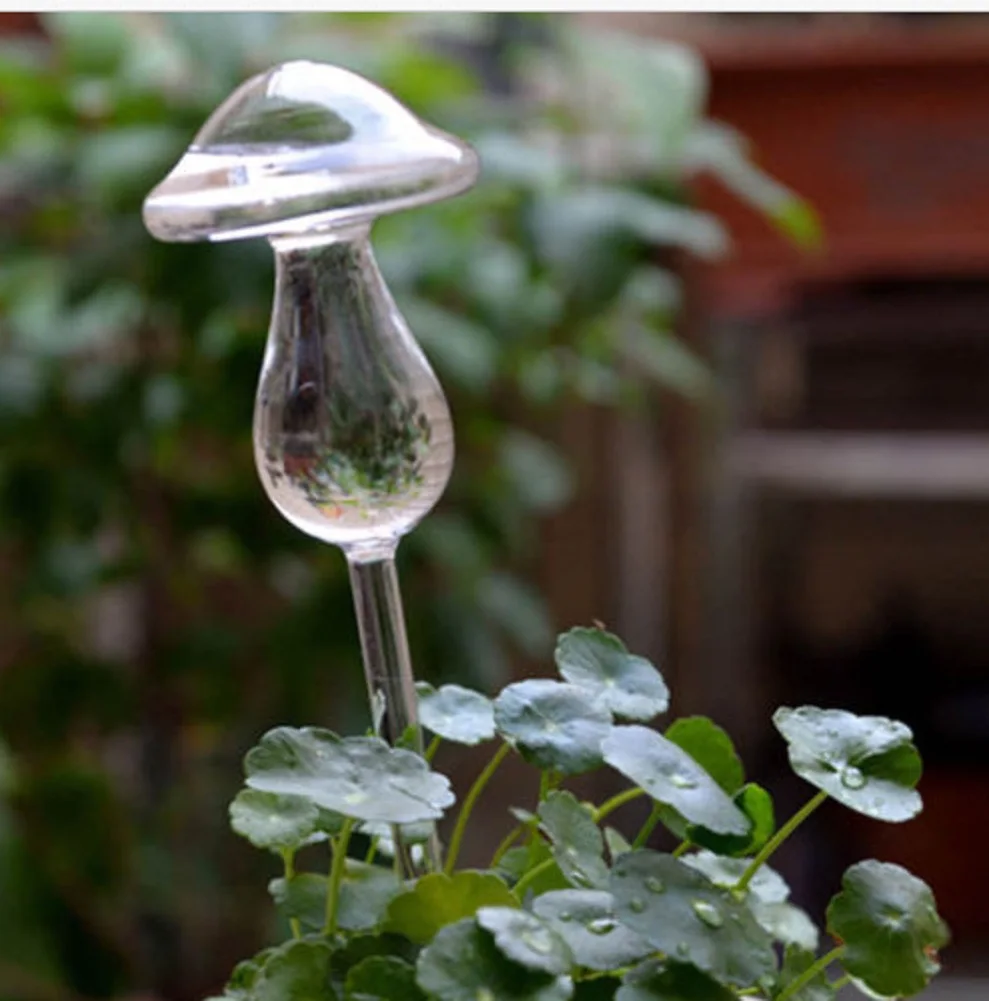 mushroom Устройство для полива растений, домашних растений, цветов, подачи воды, автоматическое самополивающееся устройство, прозрачное стекло, кормушка для воды в форме птицы, 6 Форм s - Цвет: mushroom