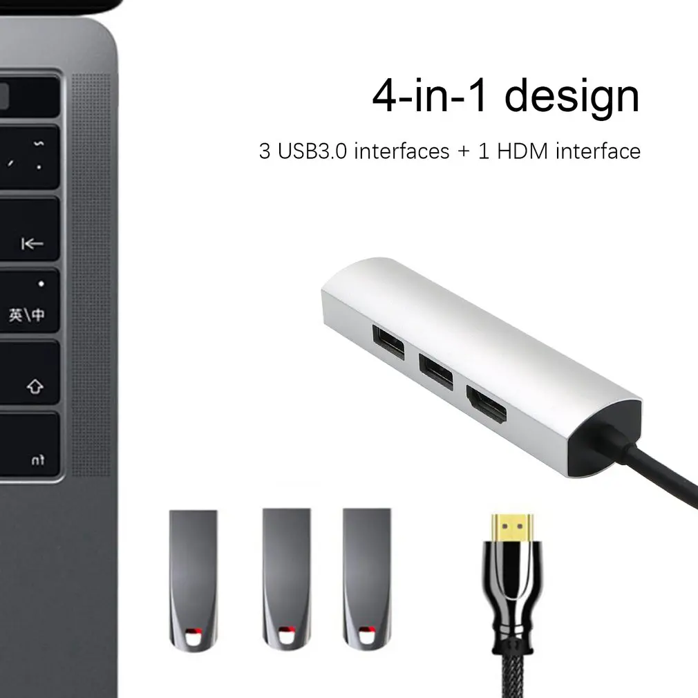 3 порта концентратор USB 3,1 тип-c к USB 3,0 разветвитель Кабель Шнур ноутбук планшетный компьютер аксессуары с 4K конвертер для HDMI