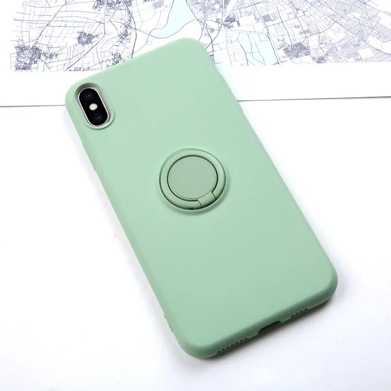 Роскошный мягкий жидкий силиконовый чехол для iPhone 11 Pro Max XS X 7 8 6 S 6 S XR подставка кольцо держатель тонкий чехол для iPhone11 Pro Чехол - Цвет: Green