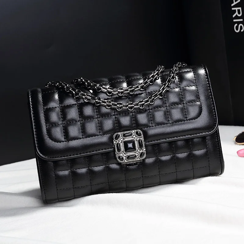 

2018 Autumn And Winter New Style WOMEN'S Bag Korean-style Rhombus Chain Bag Plum Lock Crossbody Bag on Behalf