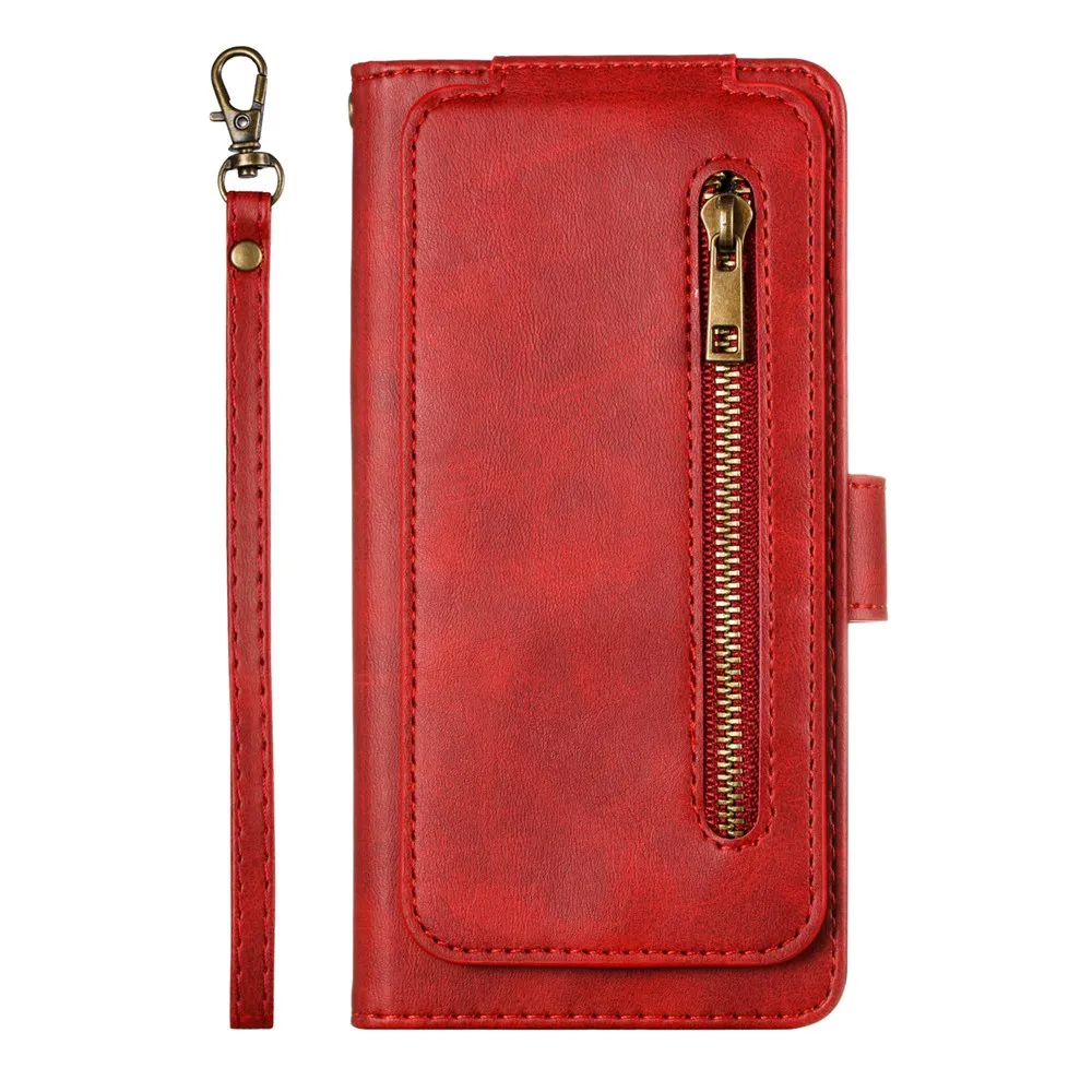 red Чехол LAN для samsung Galaxy Note 8, 9, 10 PLUS, чехол для samsung S8, 9 Plus, для samsung S10, 9 карт, кошелек, чехол, черный, розовый, коричневый, красный - Цвет: red