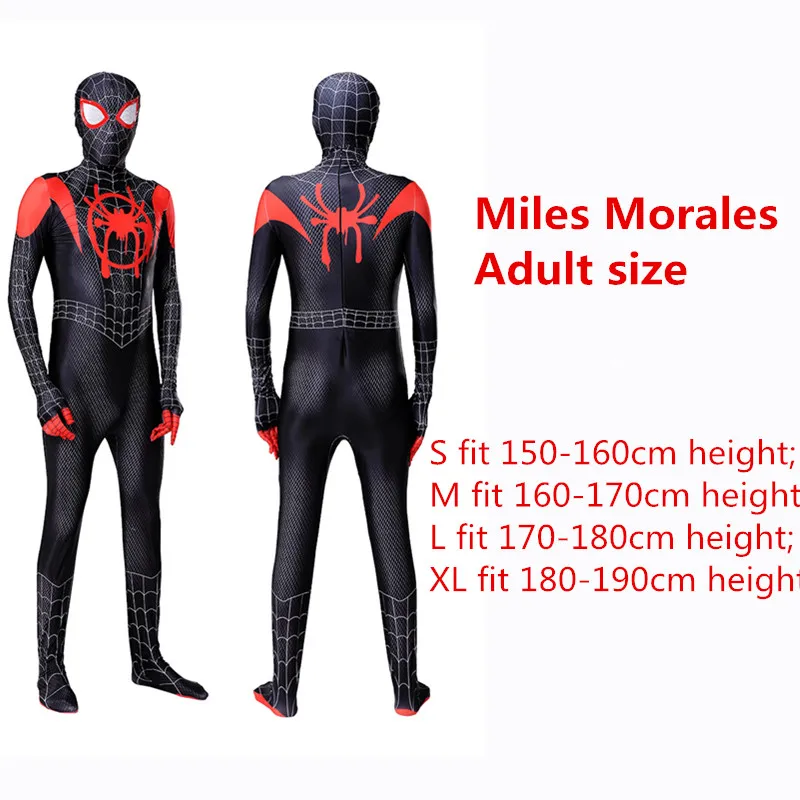 Miles Morales Adult Детская одежда для мальчиков с рисунком «Человек-паук», «далеко от дома Питер Паркер костюм зентай для косплея «Железный человек», «Человек-паук», миль Morales Боди Комбинезоны - Цвет: Miles Morales Adult