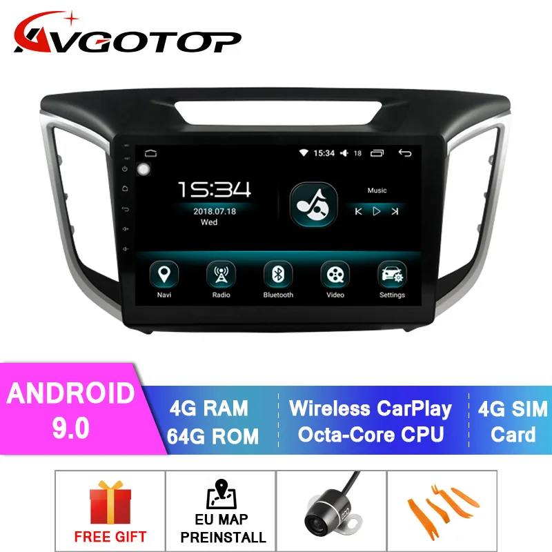 AVGOTOP Android 9,0 автомобильный DVD gps навигатор для HYUNDAI- IX25 4 Гб ОЗУ 64 Гб флэш большой экран в автомобильный dvd-плеер