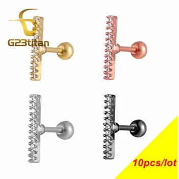 

G23titan Punk Male Piercing Ear Cartilage Earrings Rings Crystal Ear Studs pierce 4Colors Man Accessories Women Body Jewelry