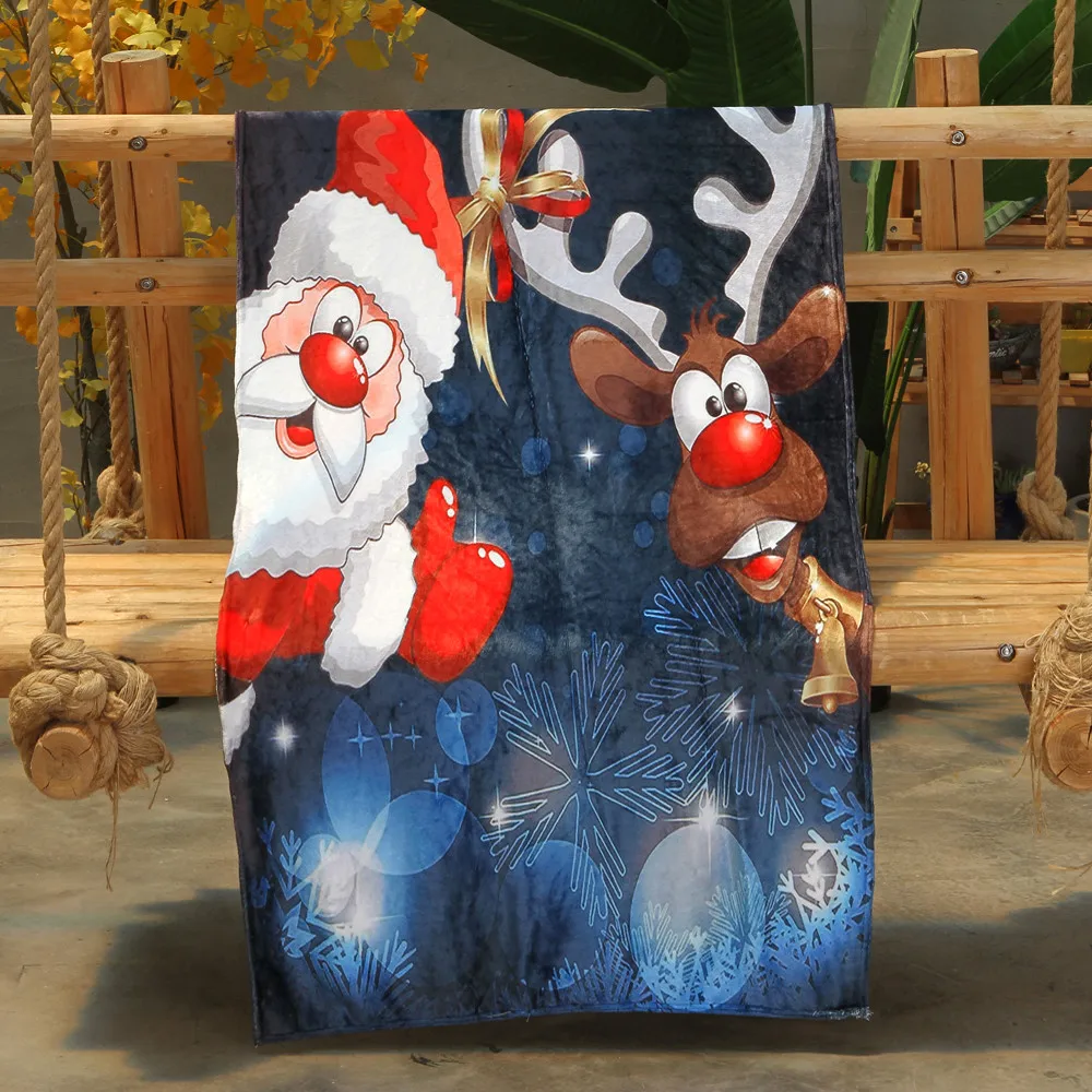 Рождественское покрывало с принтом 70X100 см фланелевый диван-кровать с тканевой обивкой одеяло простыня путешествия Рождество домашний декор