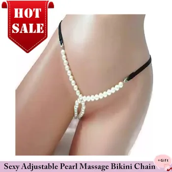 

Lady Sexy Bikini underwear Pearl Chain Club Necklace Couple Flirt Sexy Thong Panties Chain Body Jewelry For women Valentine's