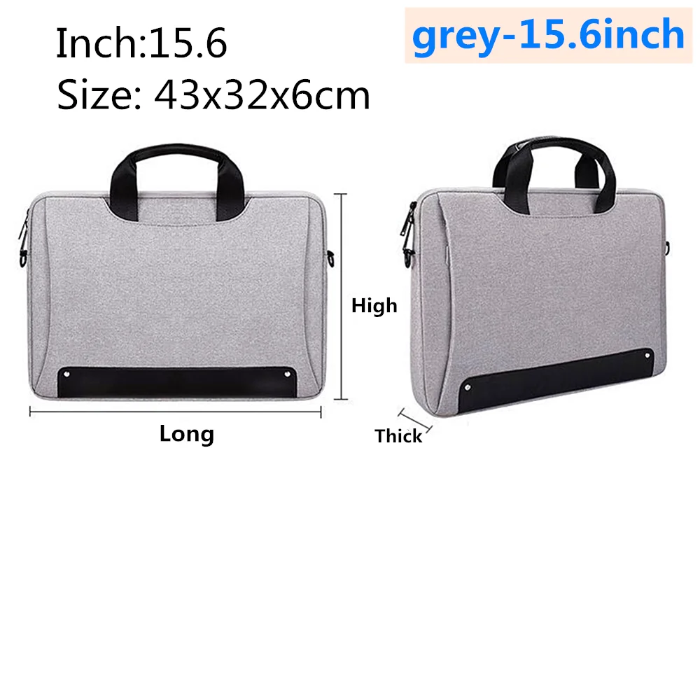 grey-15.6inch Водонепроницаемая сумка для ноутбука 13,3 14,1 15 15,6 дюймов сумка на плечо для ноутбука защитный чехол - Цвет: grey-15.6inch