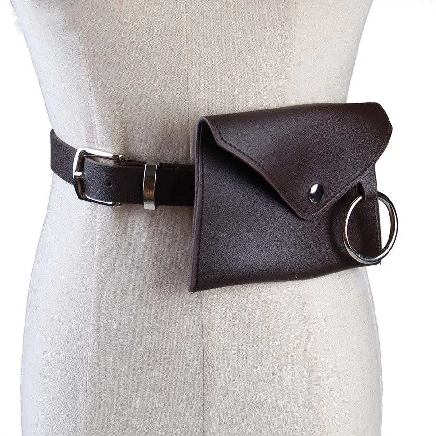 Classic Womens Waist Pack Casual PU Leather Belt Bag Vintage Waist Pouch Fanny Pack Coin Purse Luxury Round Ring Mini Phone Bag