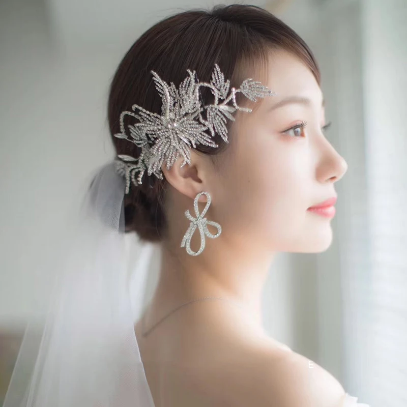 

NiuShuya Korean Sweet Bride Side Clip Hair Accessories Wedding Headdress Evening Dress Hairwear Hair Jewelry