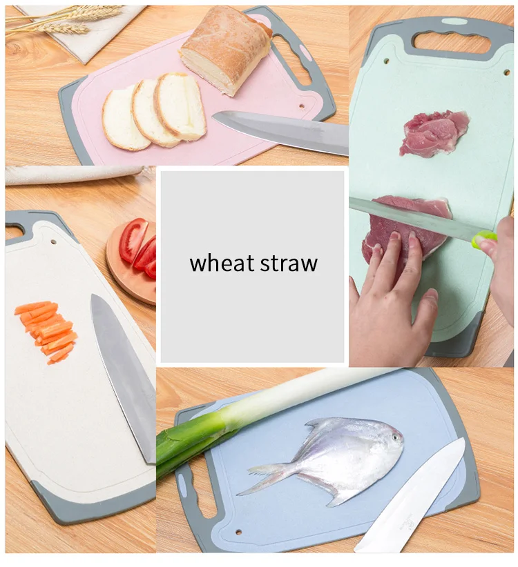 New kitchen knife board kitchen board healthy wheat straw non-slip kitchen board rectangular kitchen home cutting board
